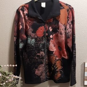 Jess & Jane Zip Up Bedazzled Jacket Size M